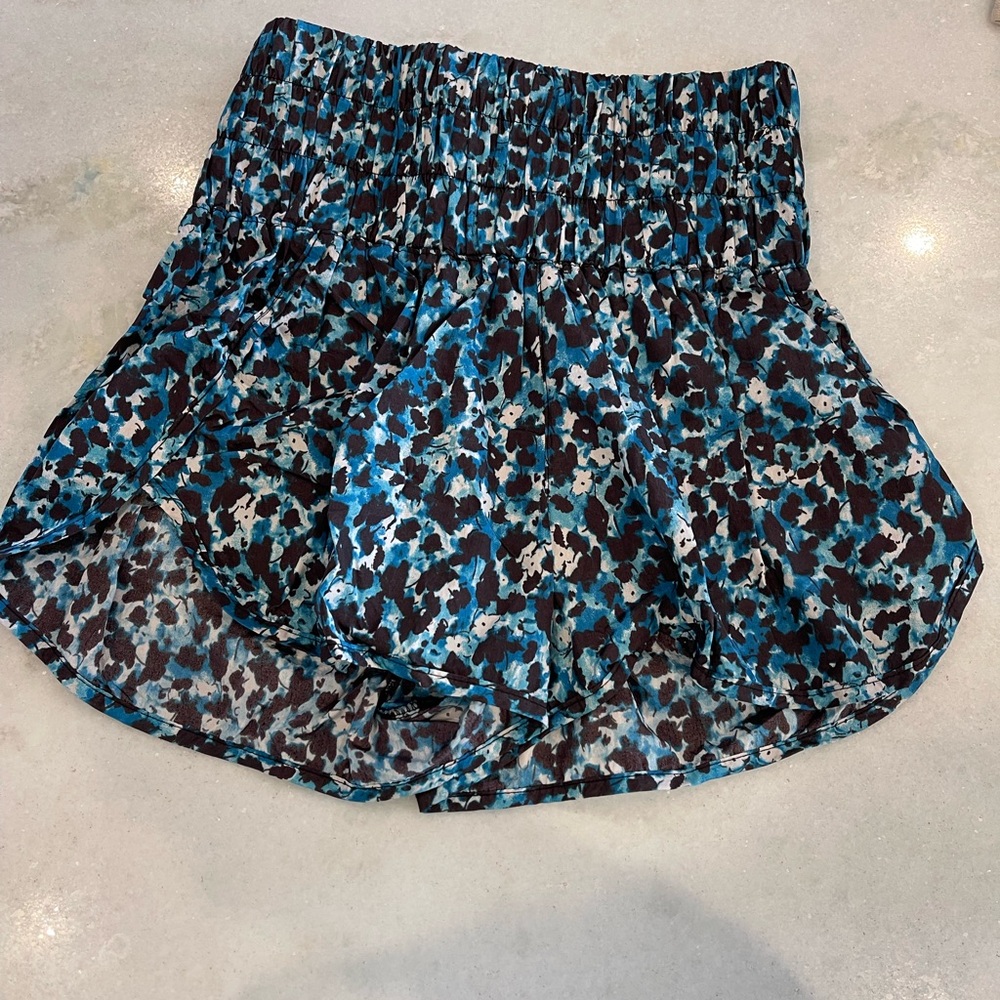 Blue and Black Patterned Free People Movement shorts